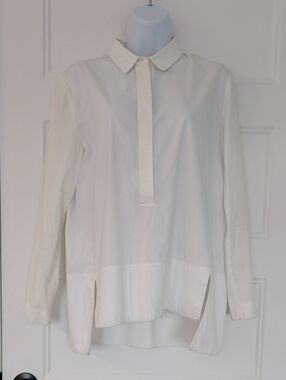 COS White Poplin Blouse Contrast Collar Size 6 Minimalist